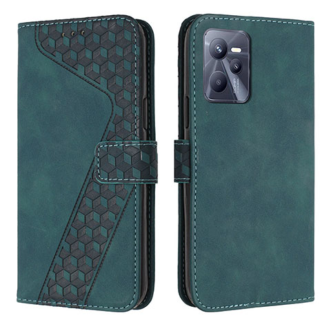 Funda de Cuero Cartera con Soporte Carcasa H04X para Realme C35 Verde