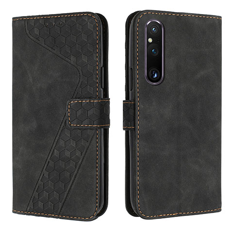 Funda de Cuero Cartera con Soporte Carcasa H04X para Sony Xperia 1 V Negro