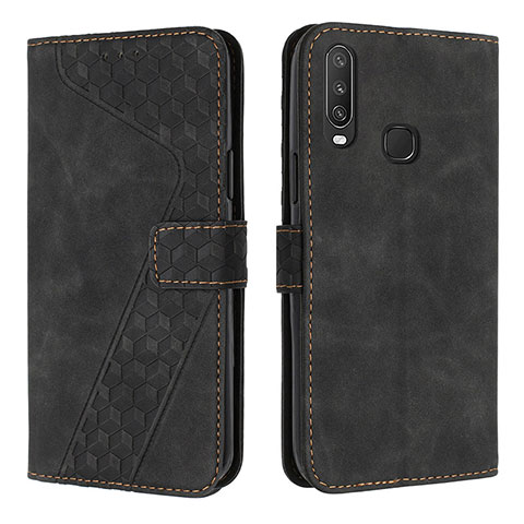 Funda de Cuero Cartera con Soporte Carcasa H04X para Vivo Y12 Negro