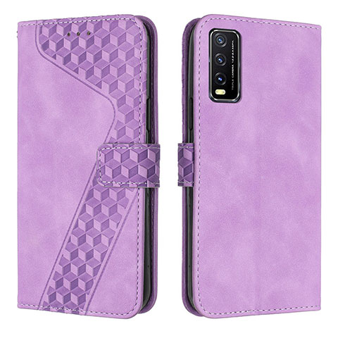 Funda de Cuero Cartera con Soporte Carcasa H04X para Vivo Y30 Morado