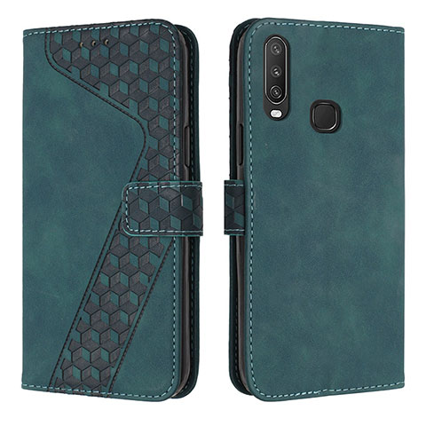 Funda de Cuero Cartera con Soporte Carcasa H04X para Vivo Y3s Verde