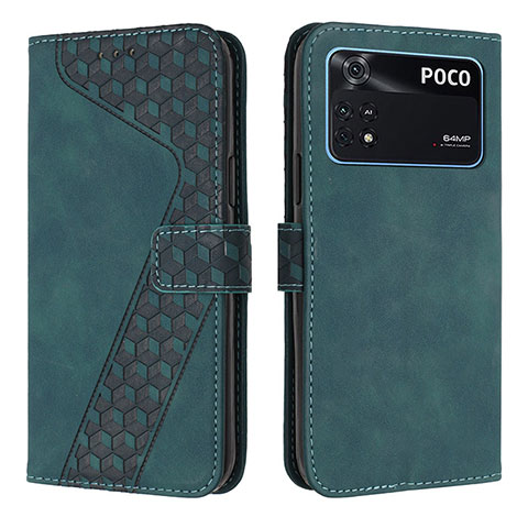 Funda de Cuero Cartera con Soporte Carcasa H04X para Xiaomi Poco M4 Pro 4G Verde