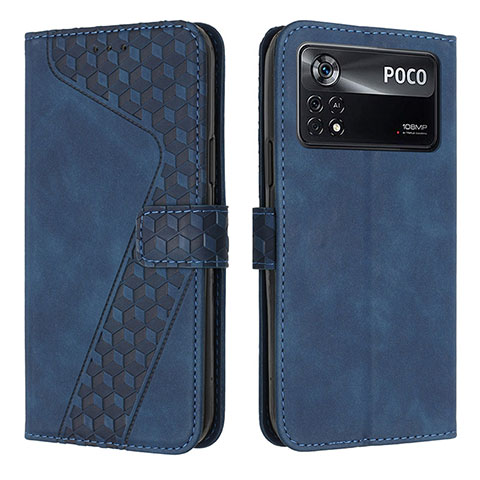 Funda de Cuero Cartera con Soporte Carcasa H04X para Xiaomi Poco X4 Pro 5G Azul