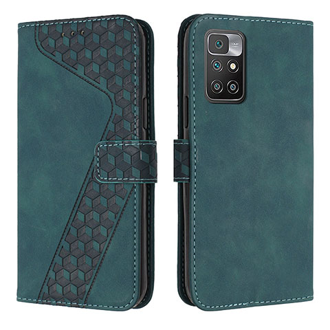 Funda de Cuero Cartera con Soporte Carcasa H04X para Xiaomi Redmi 10 4G Verde