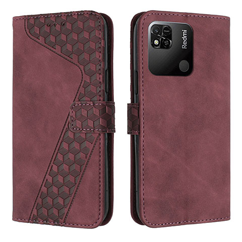 Funda de Cuero Cartera con Soporte Carcasa H04X para Xiaomi Redmi 9 India Rojo Rosa