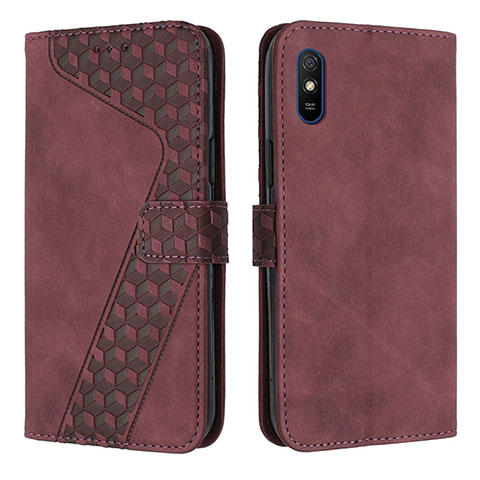 Funda de Cuero Cartera con Soporte Carcasa H04X para Xiaomi Redmi 9i Rojo Rosa