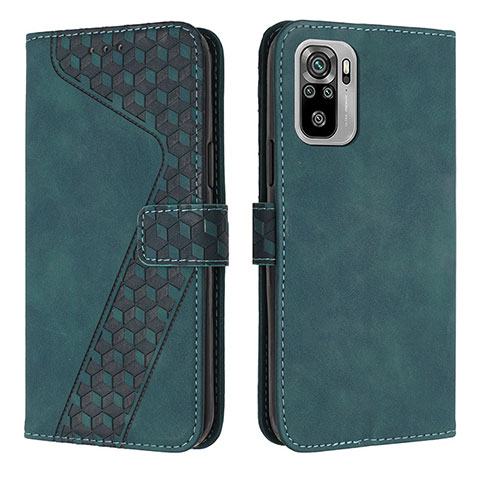 Funda de Cuero Cartera con Soporte Carcasa H04X para Xiaomi Redmi Note 10 4G Verde