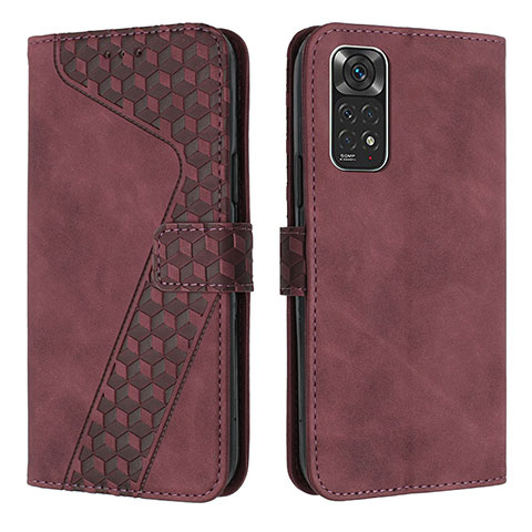 Funda de Cuero Cartera con Soporte Carcasa H04X para Xiaomi Redmi Note 11 4G (2022) Rojo Rosa