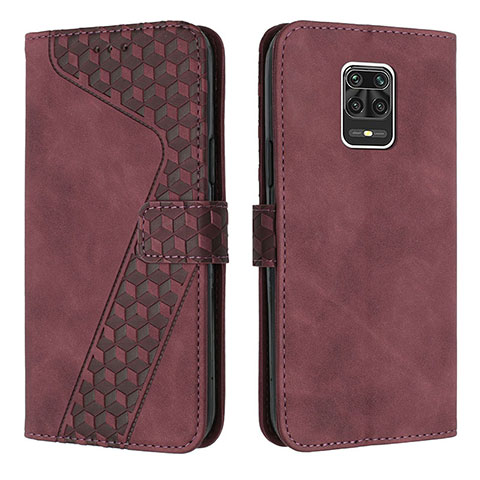 Funda de Cuero Cartera con Soporte Carcasa H04X para Xiaomi Redmi Note 9 Pro Max Rojo Rosa