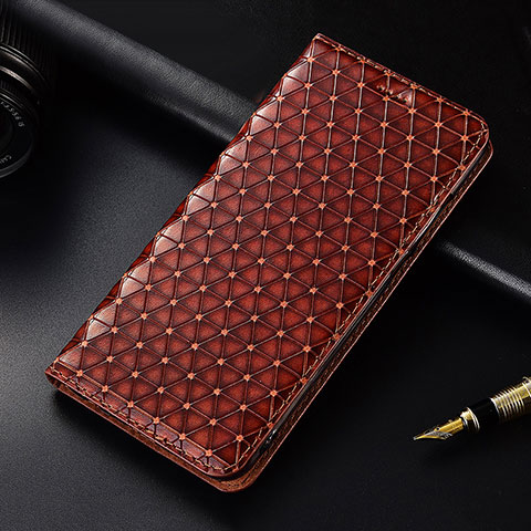 Funda de Cuero Cartera con Soporte Carcasa H05 para Apple iPhone 15 Pro Max Marron Claro