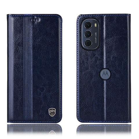 Funda de Cuero Cartera con Soporte Carcasa H05P para Motorola Moto Edge (2022) 5G Azul