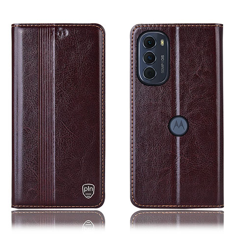 Funda de Cuero Cartera con Soporte Carcasa H05P para Motorola Moto Edge (2022) 5G Marron