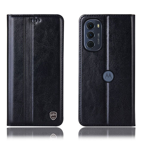 Funda de Cuero Cartera con Soporte Carcasa H05P para Motorola Moto Edge (2022) 5G Negro