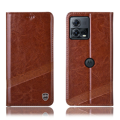 Funda de Cuero Cartera con Soporte Carcasa H05P para Motorola Moto Edge 30 Fusion 5G Marron Claro