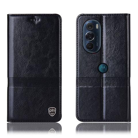 Funda de Cuero Cartera con Soporte Carcasa H05P para Motorola Moto Edge 30 Pro 5G Negro