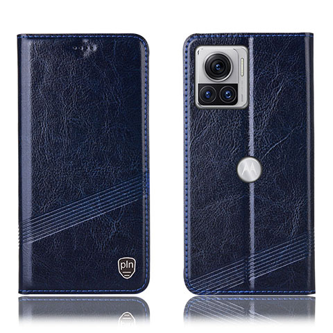 Funda de Cuero Cartera con Soporte Carcasa H05P para Motorola Moto Edge 30 Ultra 5G Azul