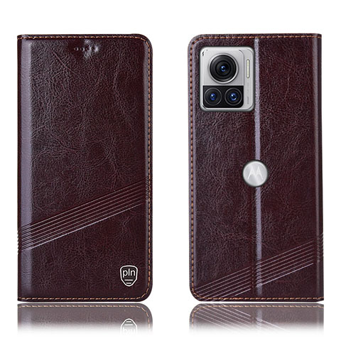 Funda de Cuero Cartera con Soporte Carcasa H05P para Motorola Moto Edge X30 Pro 5G Marron