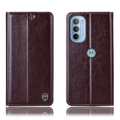 Funda de Cuero Cartera con Soporte Carcasa H05P para Motorola Moto G31 Marron