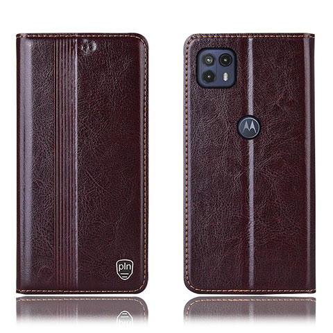 Funda de Cuero Cartera con Soporte Carcasa H05P para Motorola Moto G50 5G Marron