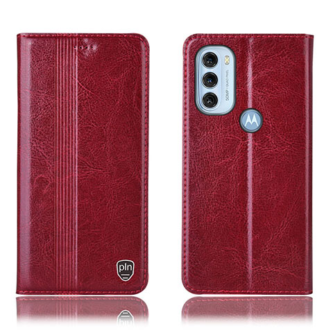 Funda de Cuero Cartera con Soporte Carcasa H05P para Motorola Moto G71 5G Rojo