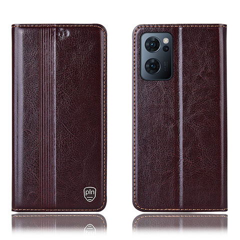 Funda de Cuero Cartera con Soporte Carcasa H05P para OnePlus Nord CE 2 5G Marron