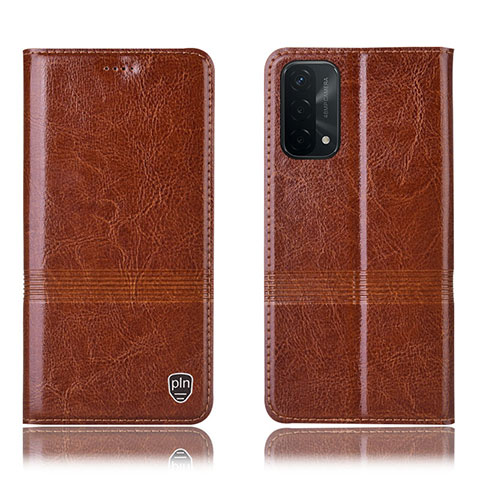 Funda de Cuero Cartera con Soporte Carcasa H05P para Oppo A54 5G Marron Claro