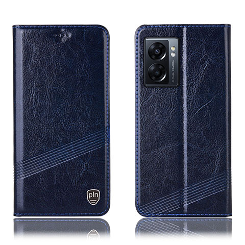 Funda de Cuero Cartera con Soporte Carcasa H05P para Oppo A56S 5G Azul