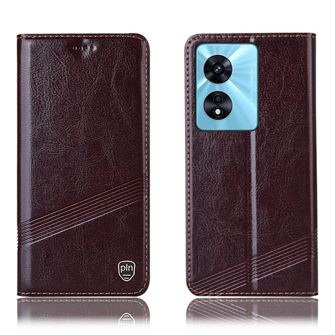 Funda de Cuero Cartera con Soporte Carcasa H05P para Oppo A58 4G Marron