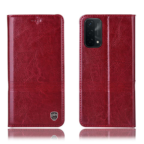 Funda de Cuero Cartera con Soporte Carcasa H05P para Oppo A74 5G Rojo