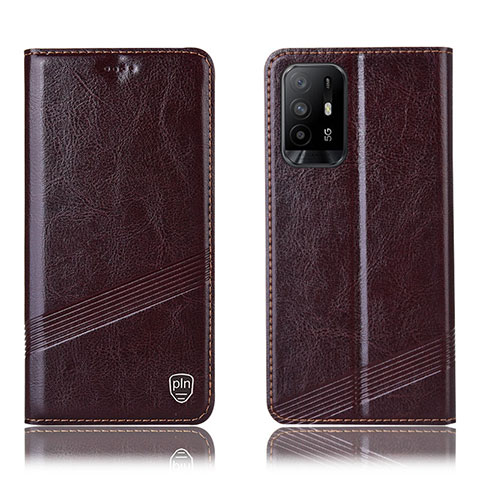 Funda de Cuero Cartera con Soporte Carcasa H05P para Oppo A94 5G Marron