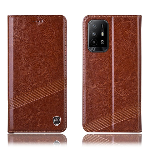 Funda de Cuero Cartera con Soporte Carcasa H05P para Oppo A95 5G Marron Claro