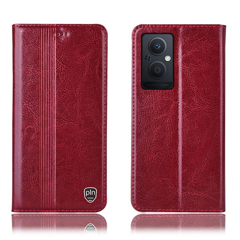 Funda de Cuero Cartera con Soporte Carcasa H05P para Oppo F21s Pro 5G Rojo