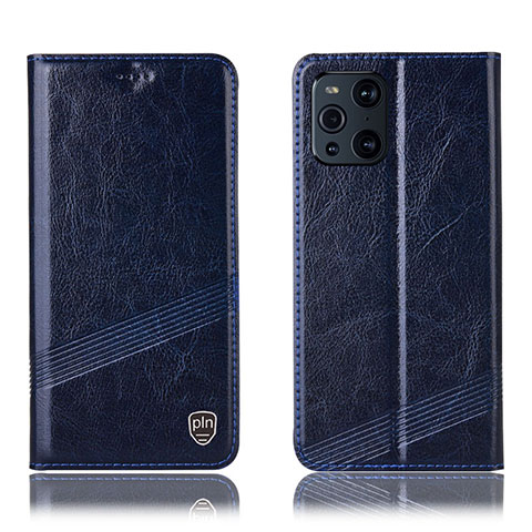 Funda de Cuero Cartera con Soporte Carcasa H05P para Oppo Find X3 5G Azul