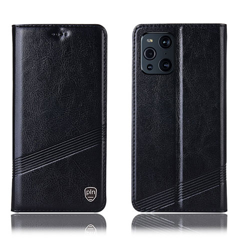 Funda de Cuero Cartera con Soporte Carcasa H05P para Oppo Find X3 Pro 5G Negro