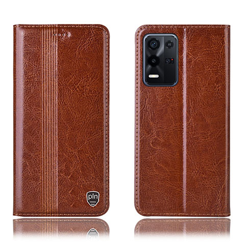 Funda de Cuero Cartera con Soporte Carcasa H05P para Oppo K9X 5G Marron Claro