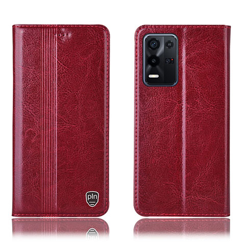 Funda de Cuero Cartera con Soporte Carcasa H05P para Oppo K9X 5G Rojo