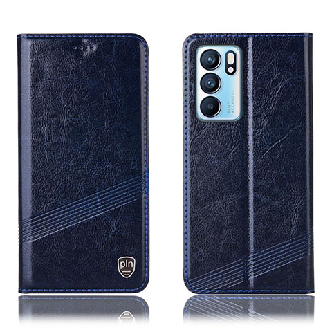 Funda de Cuero Cartera con Soporte Carcasa H05P para Oppo Reno6 5G Azul