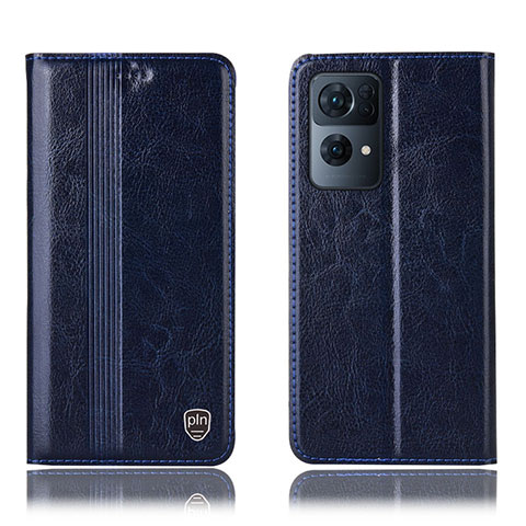 Funda de Cuero Cartera con Soporte Carcasa H05P para Oppo Reno7 Pro 5G Azul