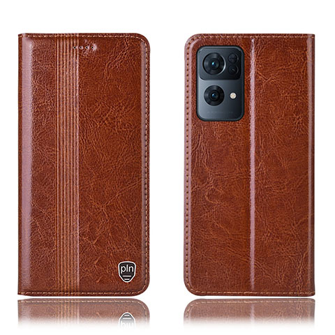 Funda de Cuero Cartera con Soporte Carcasa H05P para Oppo Reno7 Pro 5G Marron Claro