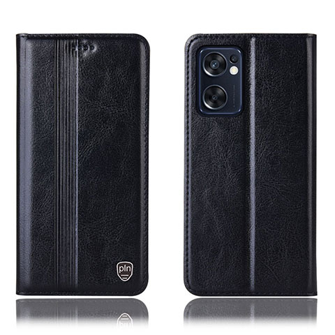 Funda de Cuero Cartera con Soporte Carcasa H05P para Oppo Reno7 SE 5G Negro