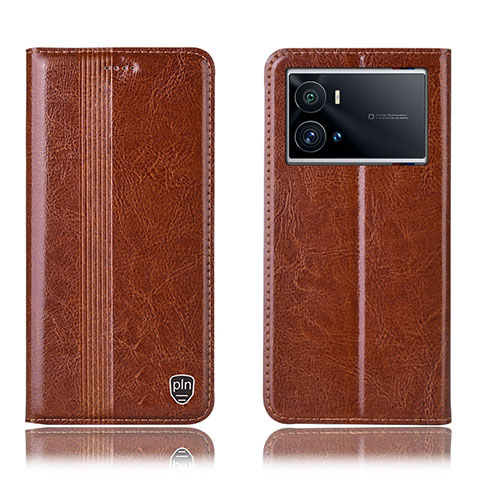 Funda de Cuero Cartera con Soporte Carcasa H05P para Vivo iQOO 9 5G Marron Claro