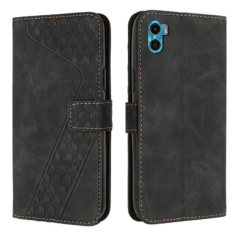 Funda de Cuero Cartera con Soporte Carcasa H05X para Motorola Moto E22S Negro