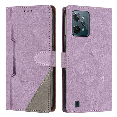 Funda de Cuero Cartera con Soporte Carcasa H05X para Realme C31 Morado