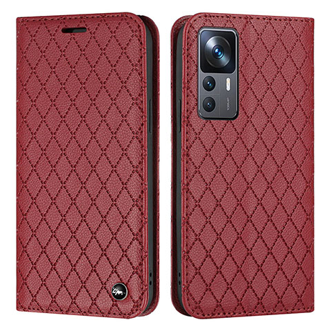 Funda de Cuero Cartera con Soporte Carcasa H05X para Xiaomi Mi 12T 5G Rojo