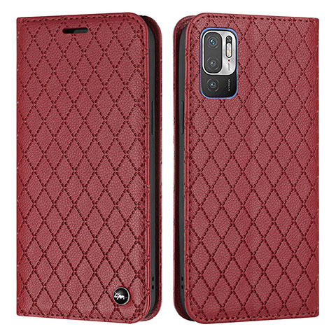 Funda de Cuero Cartera con Soporte Carcasa H05X para Xiaomi POCO M3 Pro 5G Rojo