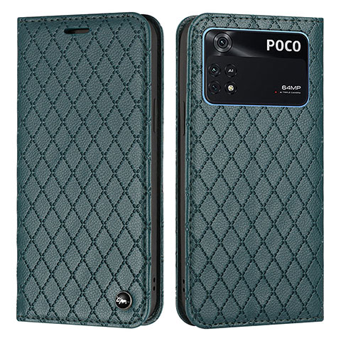 Funda de Cuero Cartera con Soporte Carcasa H05X para Xiaomi Poco M4 Pro 4G Verde