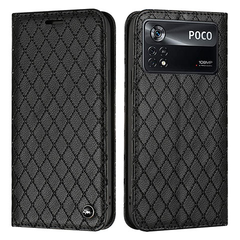 Funda de Cuero Cartera con Soporte Carcasa H05X para Xiaomi Poco X4 Pro 5G Negro