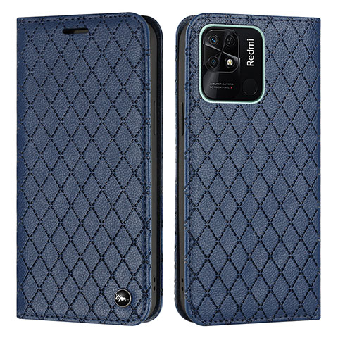 Funda de Cuero Cartera con Soporte Carcasa H05X para Xiaomi Redmi 10 India Azul