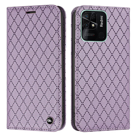 Funda de Cuero Cartera con Soporte Carcasa H05X para Xiaomi Redmi 10 India Morado