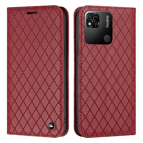 Funda de Cuero Cartera con Soporte Carcasa H05X para Xiaomi Redmi 9 Activ Rojo